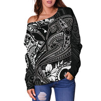 Hawaii Polynesian Women's Off Shoulder Sweater - Kanaka Maoli White Shark Polynesian Tattoo - Polynesian Pride