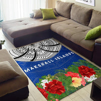 Marshall Island Area Rug - Ginger Lei Pattern Blue - Polynesian Pride