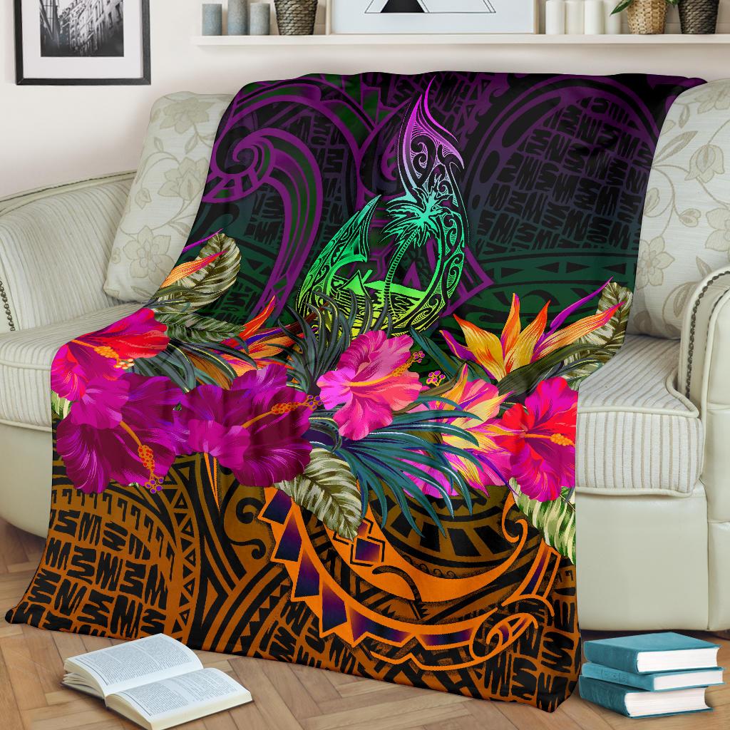 Guam Polynesian Premium Blanket - Summer Hibiscus - Polynesian Pride