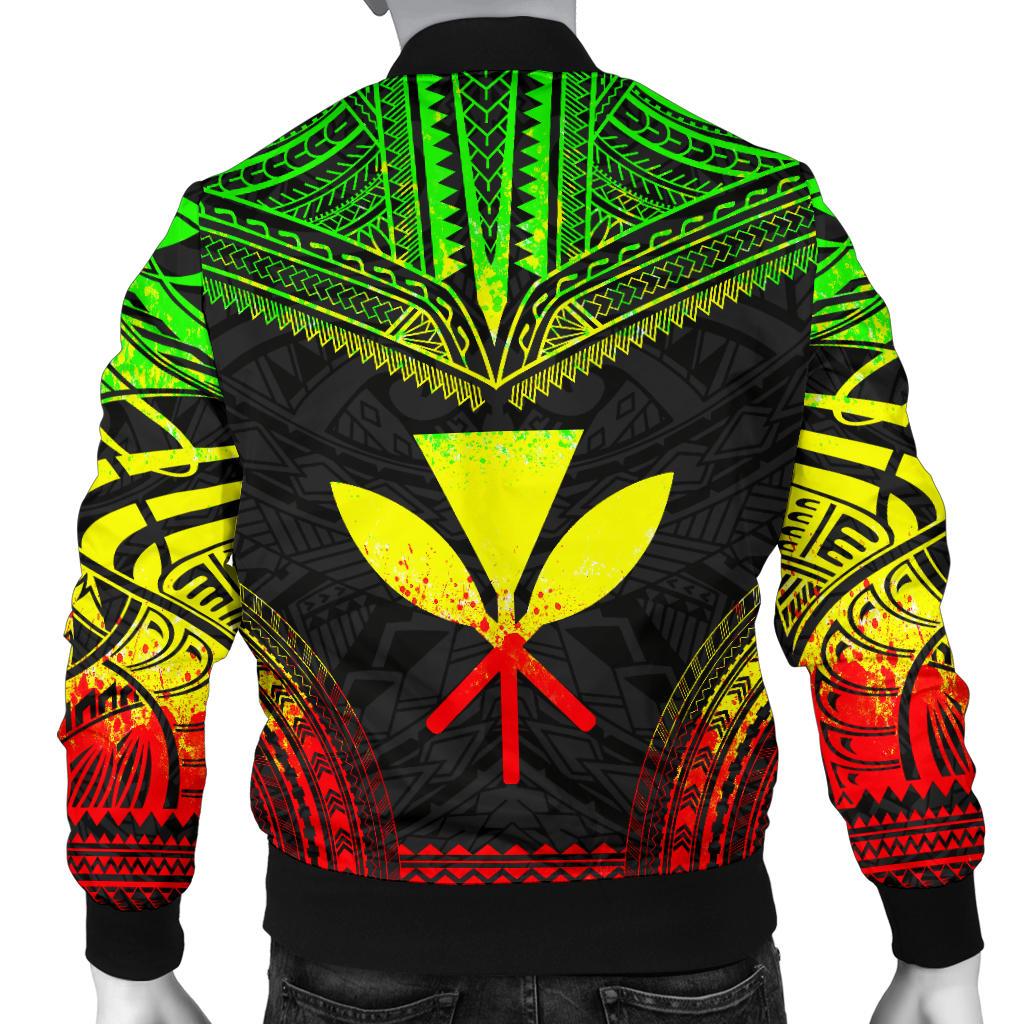 Kanaka Maoli Polynesian Chief Men's Bomber Jacket - Reggae Version - Polynesian Pride