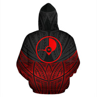 Yap Polynesian Custom Zip up Hoodie Red Black Pride Map and Seal - Polynesian Pride