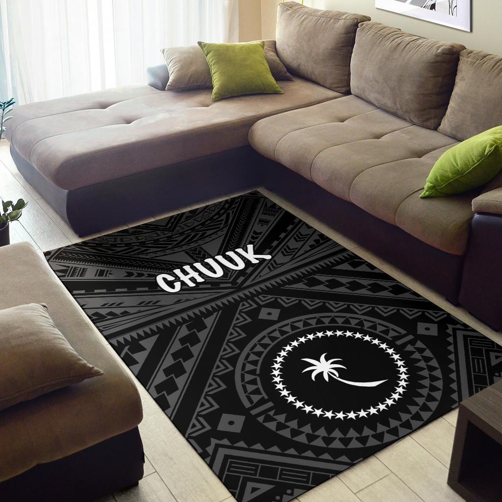 Chuuk Area Rug - Chuuk Seal With Polynesian Tattoo Style ( Black) - Polynesian Pride