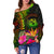 Polynesian Hawaii Polynesian Personalised Women's Off Shoulder Sweater - Hibiscus and Banana Leaves - Polynesian Pride