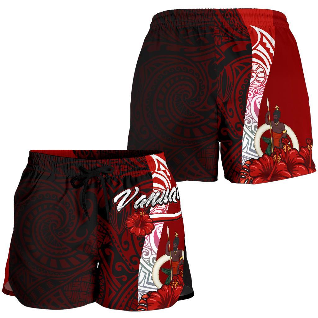 Vanuatu Polynesian Women's Shorts - Coat Of Arm With Hibiscus - Polynesian Pride