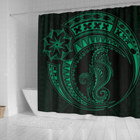 Seahorse Polynesian Shower Curtain - Polynesian Tattoo Green - Polynesian Pride