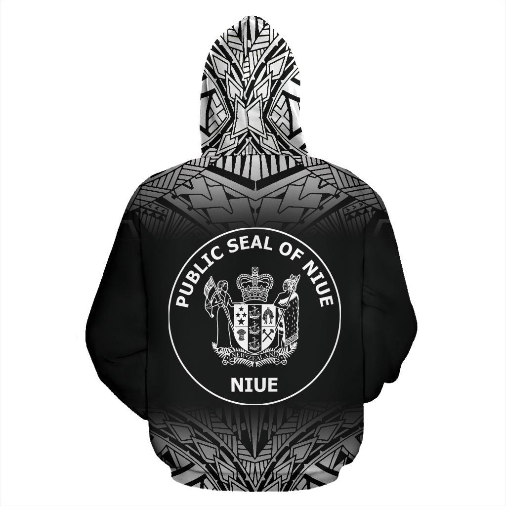 Niue Polynesian Zip up Hoodie Fog Black - Polynesian Pride