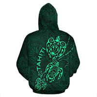 Tahiti Polynesian Family Turtles Zip up Hoodie Green - Polynesian Pride