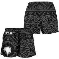 Marshall Personalised Women's Shorts - Marshall Seal With Polynesian Tattoo Style ( Black) - Polynesian Pride