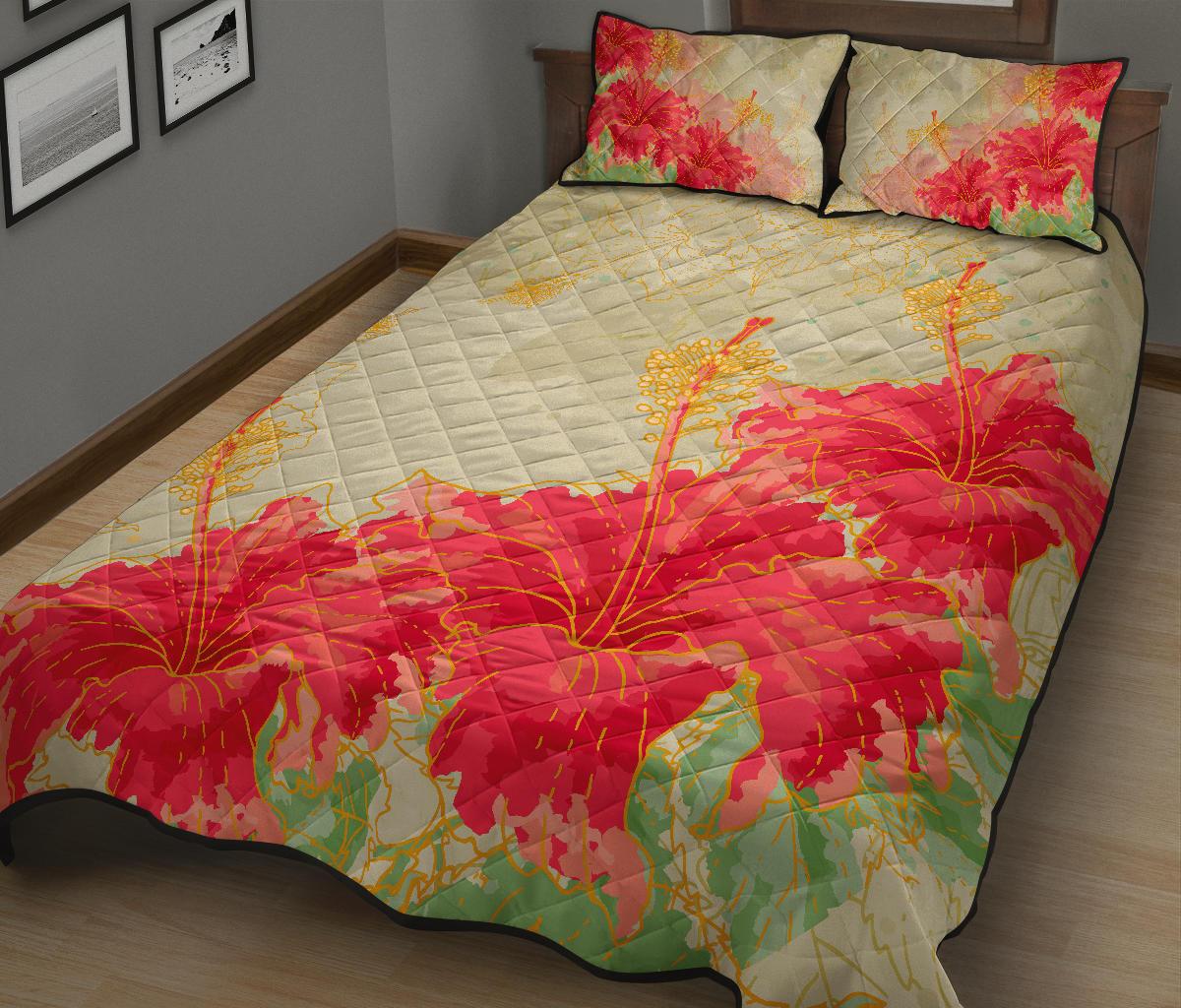 Hawaii Flower Hibiscus Quilt Bed Set - Polynesian Pride