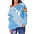 Fiji Tapa Rugby Women Off Shoulder Sweater version Style You Win - Blue - Polynesian Pride