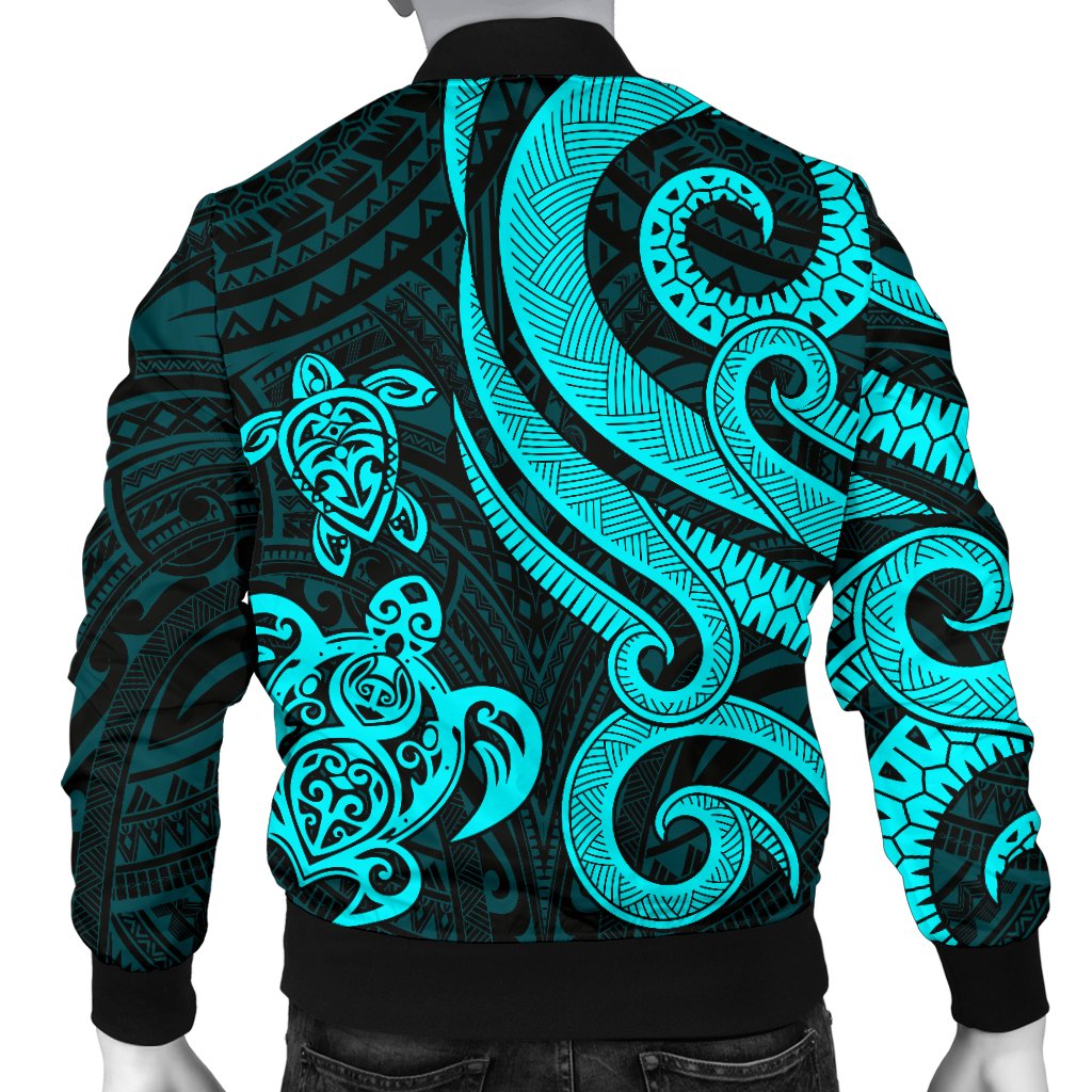 Polynesian Hawaii (Kanaka Maoli) Men Bomber Jacket - Turquoise Tentacle Turtle - Polynesian Pride
