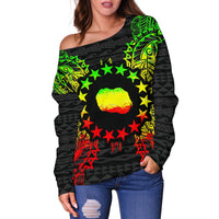 Cook Islands Polynesian Shoulder Sweater Map Reggae - Polynesian Pride