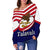 American Samoa Talavalu Rugby Women's Off Shoulder Sweater Blue - Polynesian Pride