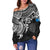 Northern Mariana Islands Polynesian Women's Off Shoulder Sweater - White Turtle - Polynesian Pride