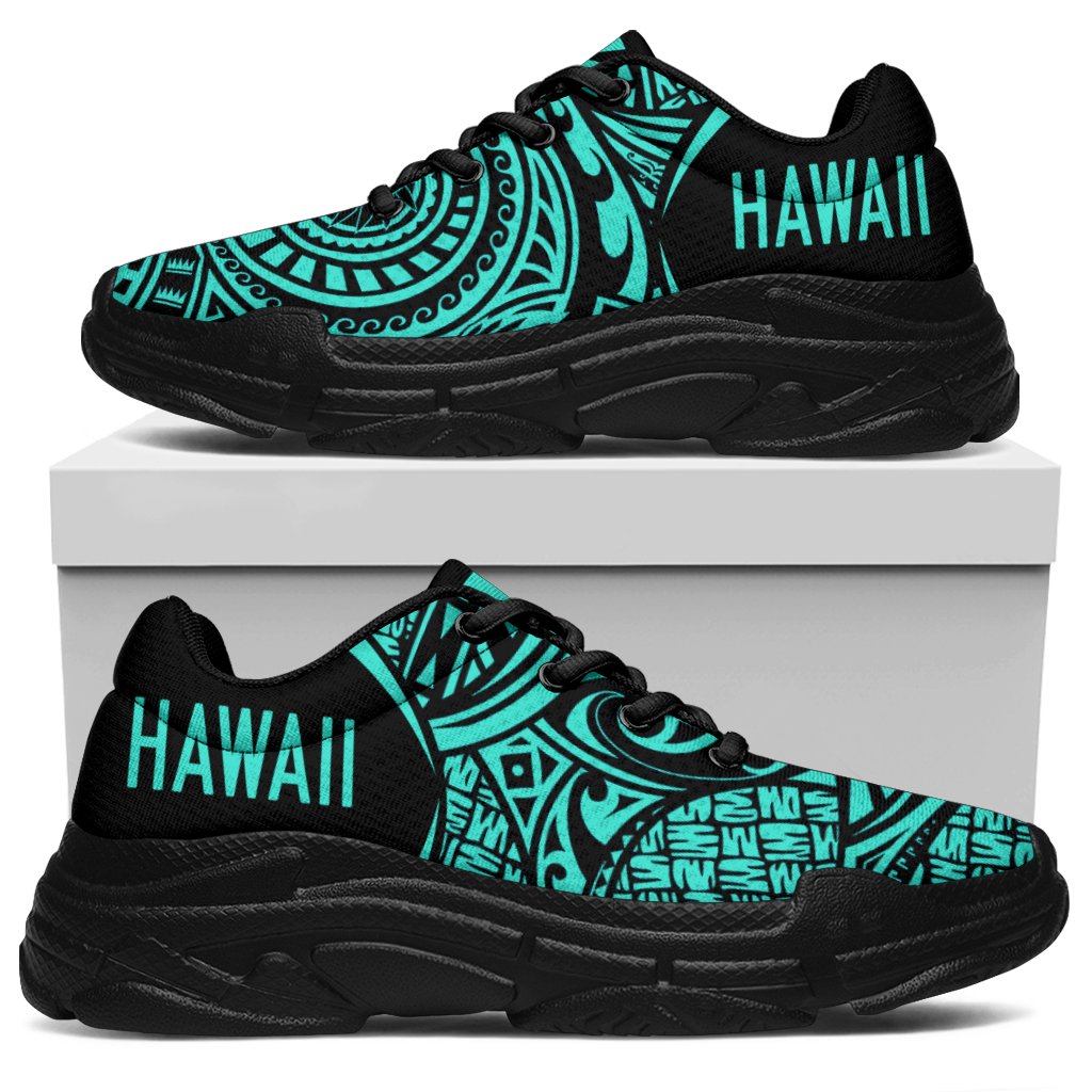 Kanaka White Chunky Sneakers Turquoise - Circle Style - Polynesian Pride