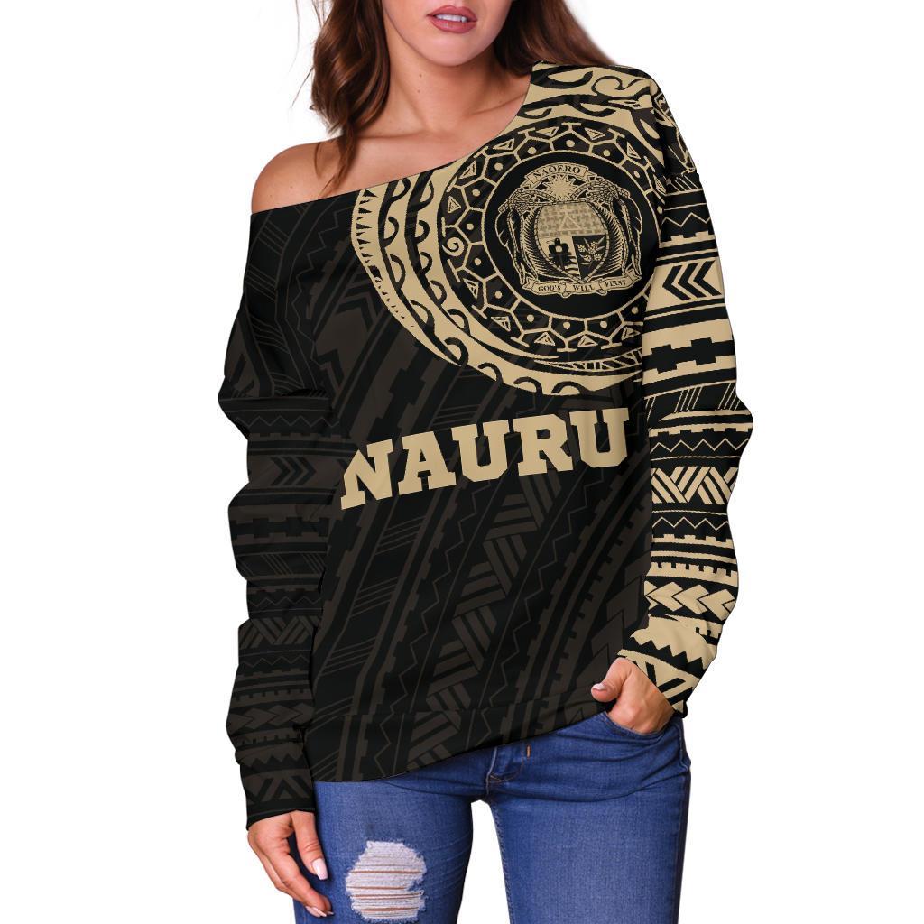 Nauru in My Heart Tattoo Style Off Shoulder Sweater A7 - Polynesian Pride