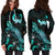 Pohnpei Polynesian Hoodie Dress - Turtle With Blooming Hibiscus Turquoise - Polynesian Pride