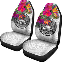 American Samoa Car Seat Covers Hibiscus Polynesian pattern White - Polynesian Pride