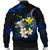 Polynesian Hawaii Men's Bomber Jacket - Turtle With Plumeria Flowers - Polynesian Pride