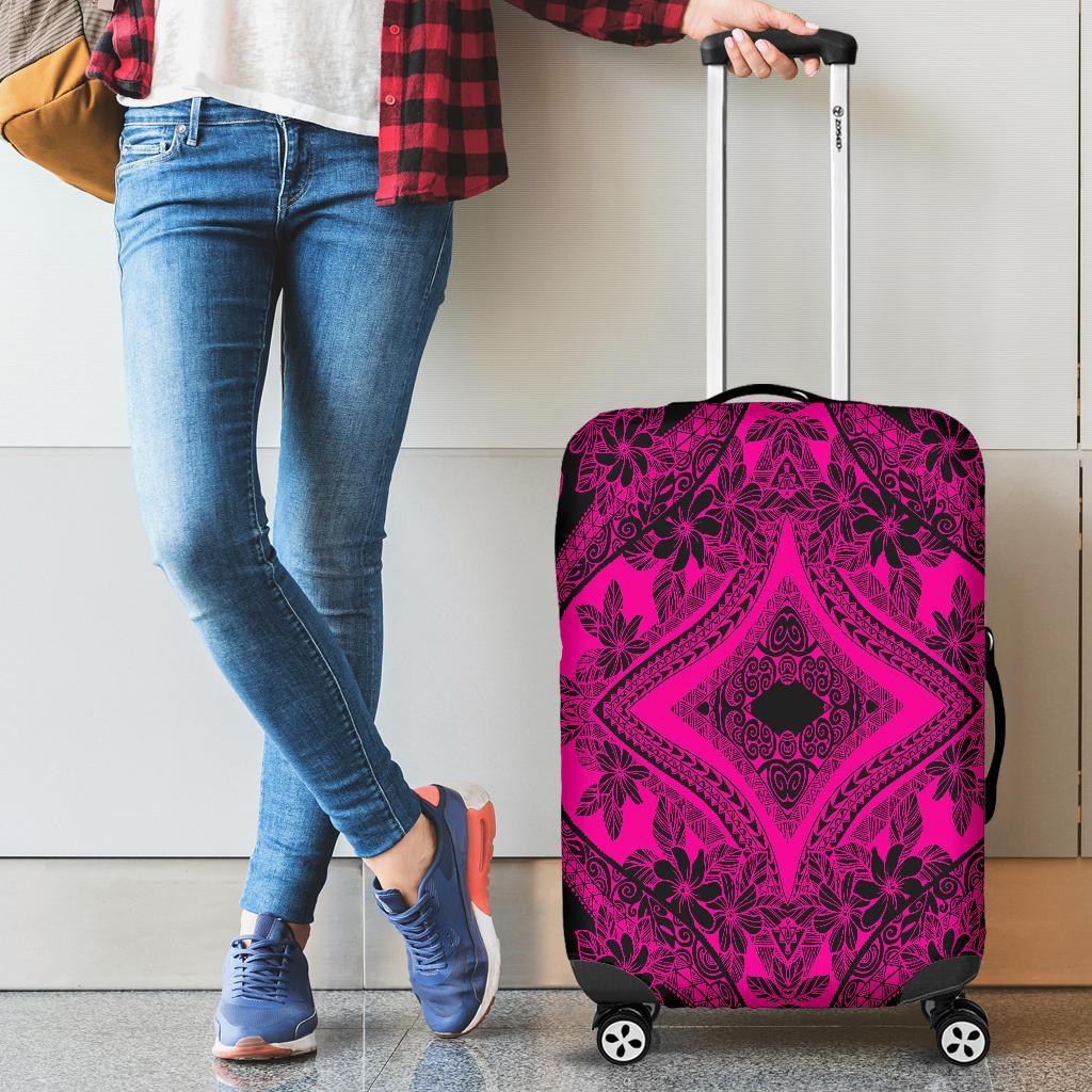 Polynesian Plumeria Mix Pink Black Luggage Covers Pink - Polynesian Pride
