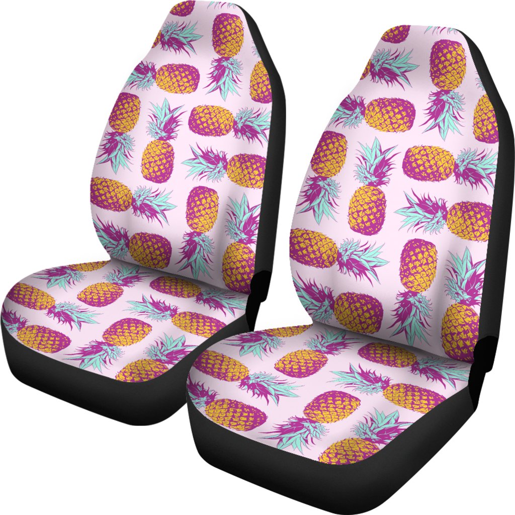 Pineapple Car Seat Covers 07 Universal Fit White - Polynesian Pride