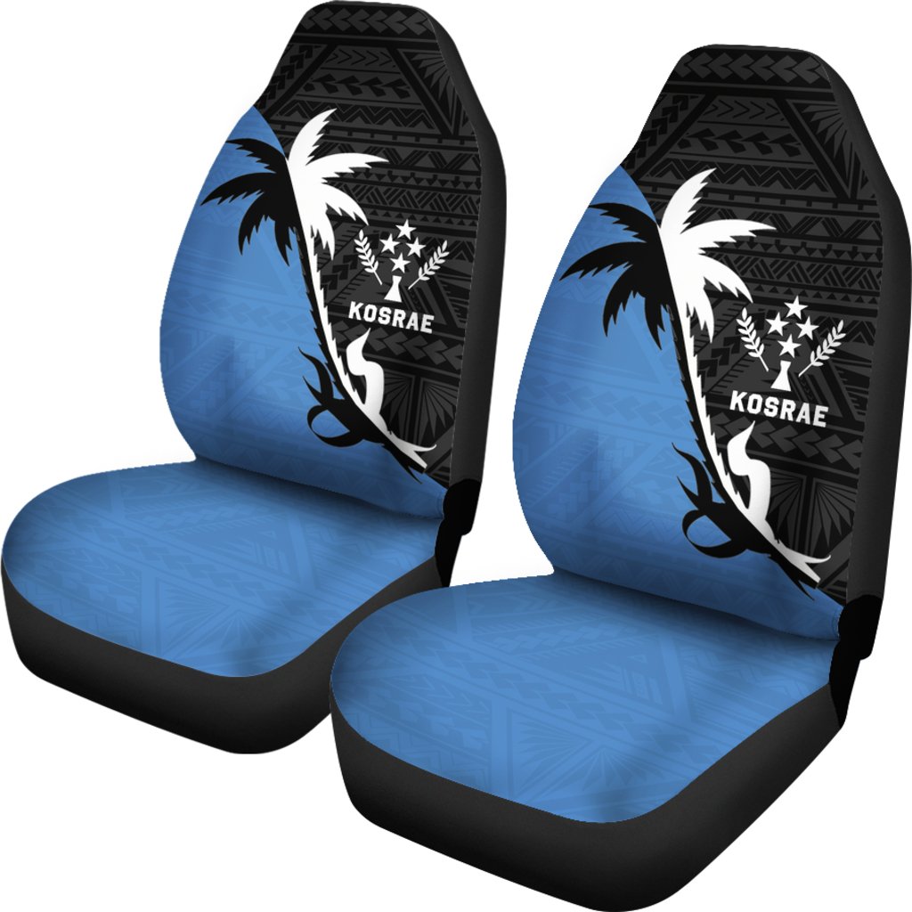 Kosrae Car Seat Covers - Kosrae Flag Coconut Tree - K4 Universal Fit Black - Polynesian Pride