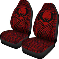Pohnpei Car Seat Cover - Pohnpei Flag Polynesian Tattoo Red - Polynesian Pride