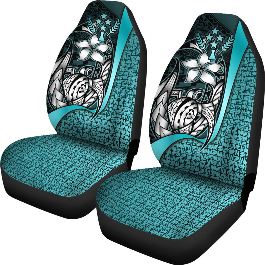 Kosrae Micronesian Car Seat Covers Turquoise - Turtle With Hook - Polynesian Pride
