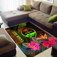 Guam Polynesian Personalised Area Rug - Hibiscus and Banana Leaves - Polynesian Pride