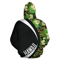 Kanaka Tropical Leaves and Plumeria Hoodie Circle Style - Polynesian Pride