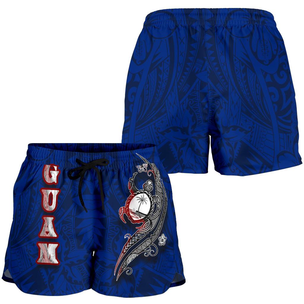 Guam All Over Print Women's Shorts - Turtle Waving Women Blue - Polynesian Pride