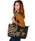 Guam Polynesian Large Leather Tote Bag - Gold Tentacle Turtle - Polynesian Pride