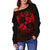 Tonga Polynesian Women's Off Shoulder Sweater - Red Tribal Pattern - Polynesian Pride