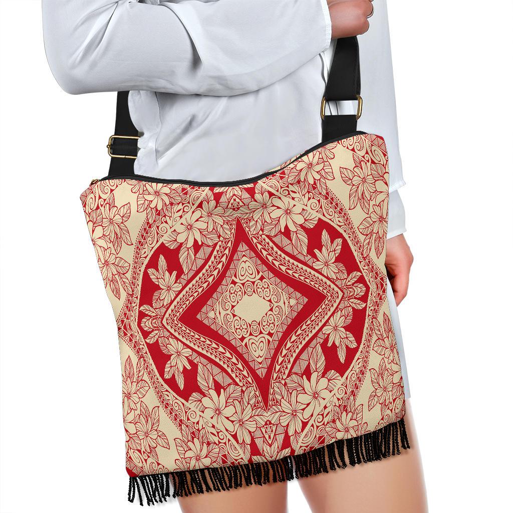 Polynesian Tribal Crossbody Boho Handbag Red Pattern - Polynesian Pride