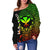 Hawaii Women's Off Shoulder Sweater - Kanaka Maoli Rocket Style (Reggae) - Polynesian Pride