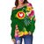 American Samoa Women's Off Shoulder Sweater - Manu'atele Hibiscus Flag - Polynesian Pride