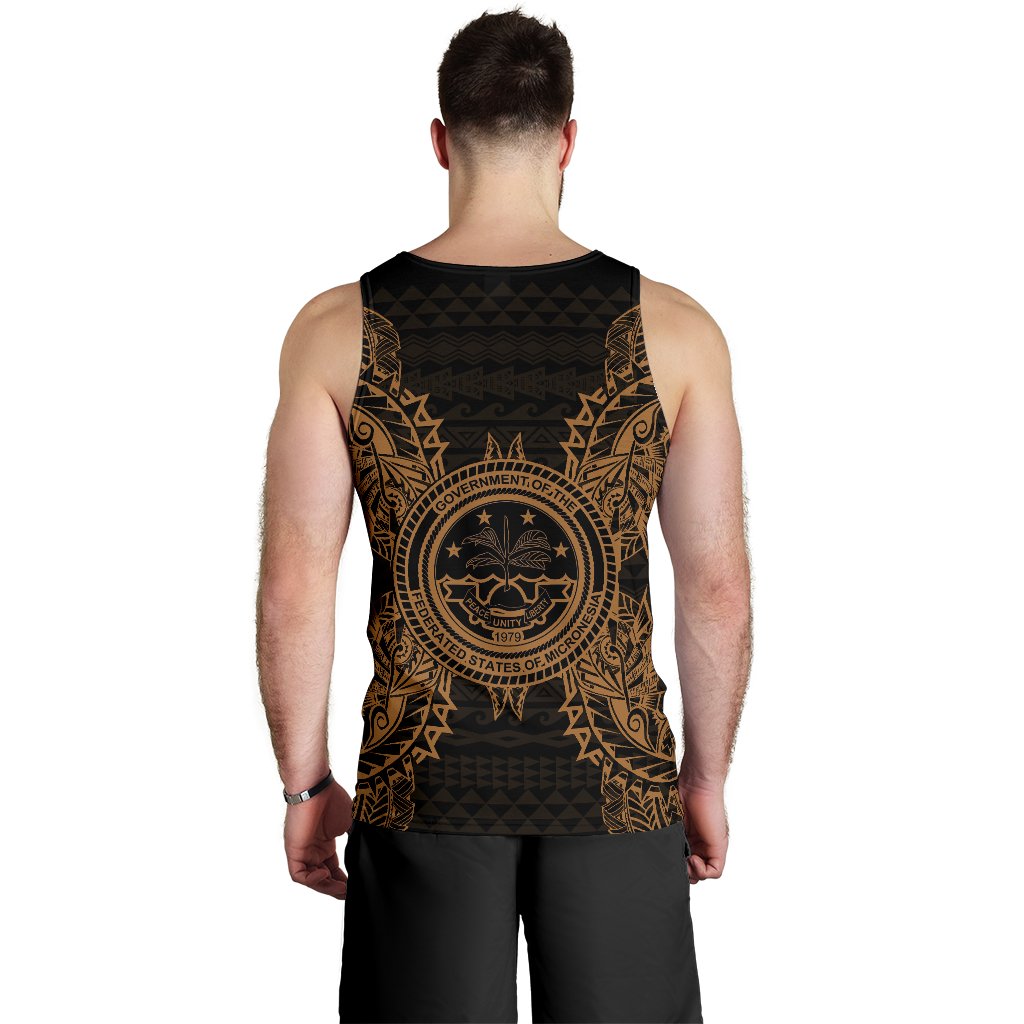 Federated States Of Micronesian Polynesian Men Tank Top Map Gold - Polynesian Pride