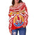 Tahiti Rugby Off Shoulder Sweater Polynesian Coat Of Arms and Flag - Polynesian Pride