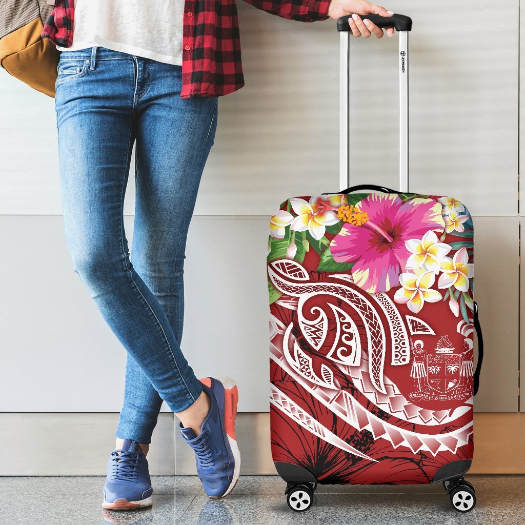 Fiji Polynesian Luggage Covers - Summer Plumeria (Red) Red - Polynesian Pride