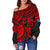 Cook Islands Polynesian Off Shoulder Sweater (Women) - Red Turtle - Polynesian Pride