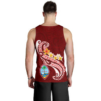 Guam Personalised Men's Tank - Guam Seal Polynesian Patterns Plumeria (Red) - Polynesian Pride