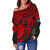 Marshall Islands Polynesian Off Shoulder Sweater (Women) - Red Turtle - Polynesian Pride