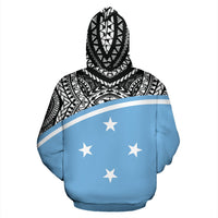 Federated States of Micronesia All Over Hoodie Micronesia Curve Blue Style - Polynesian Pride
