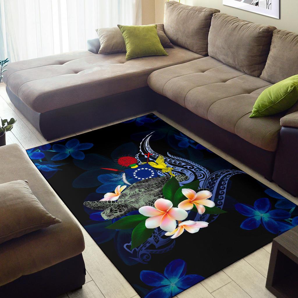 Cook Islands Polynesian Area Rug - Turtle With Plumeria Flowers - Polynesian Pride