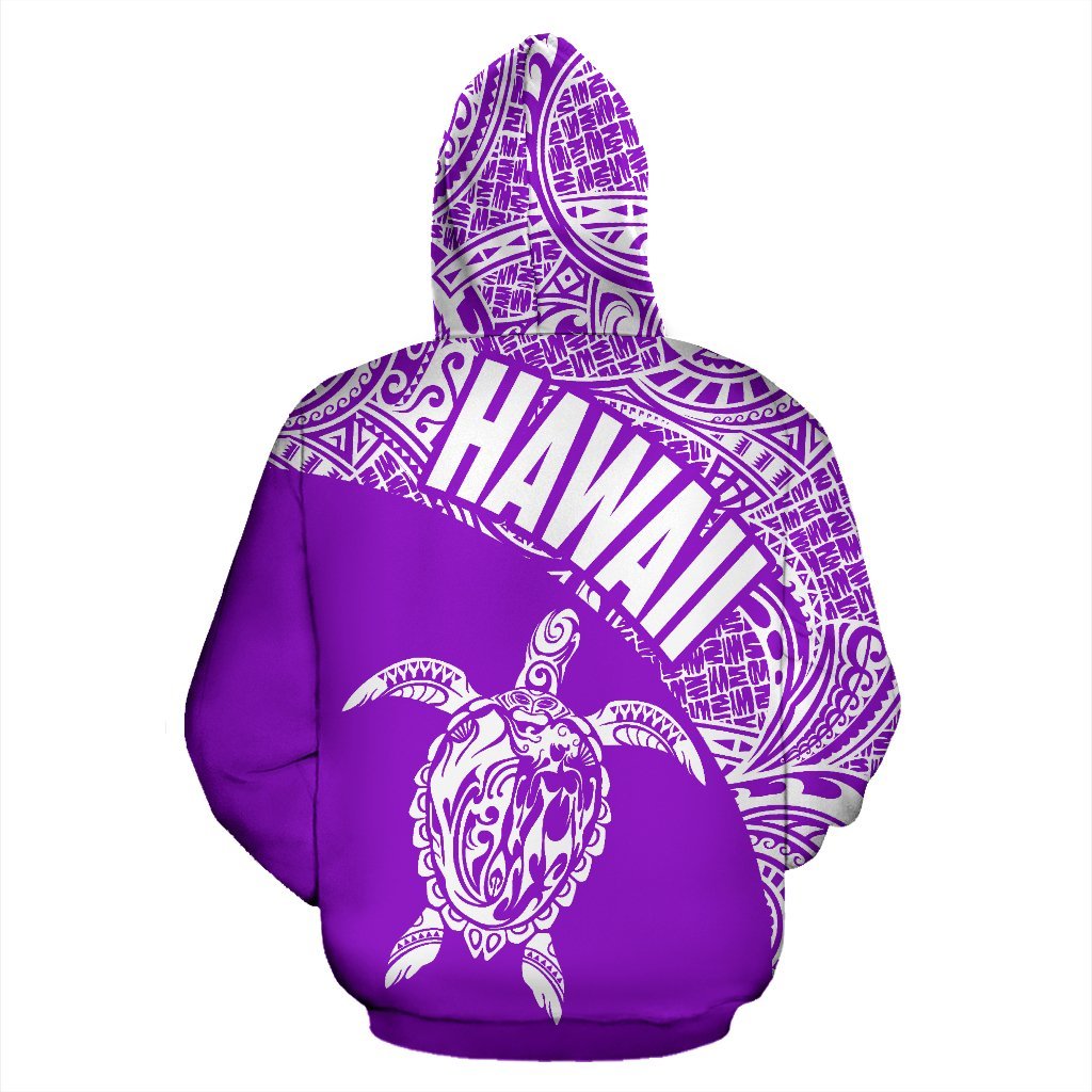Hawaii Zip up Hoodie Hawaii Turtle Mermaid Polynesian Tattoo White Purple Version - Polynesian Pride