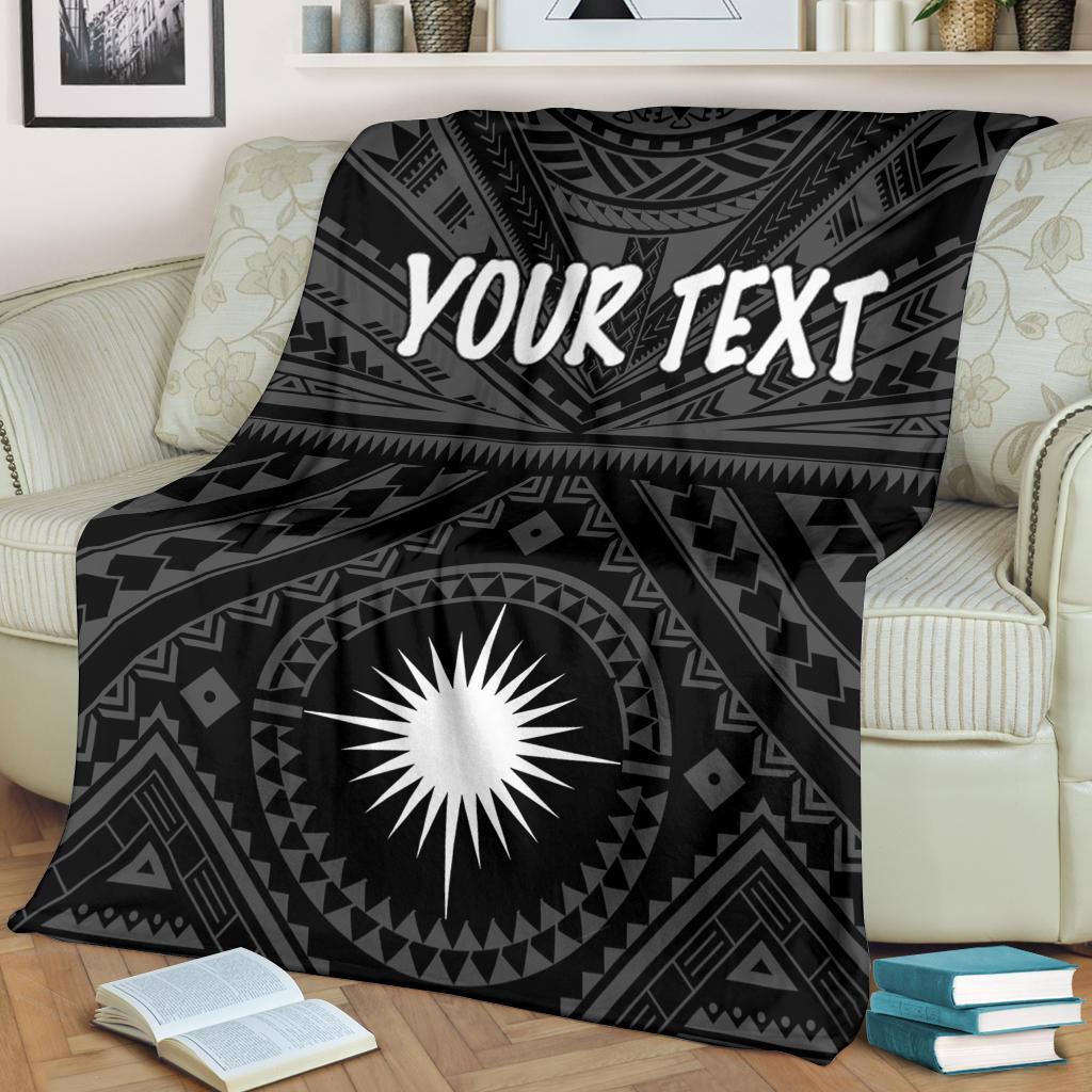 Marshall Personalised Premium Blanket - Marshall Seal With Polynesian Tattoo Style ( Black) White - Polynesian Pride