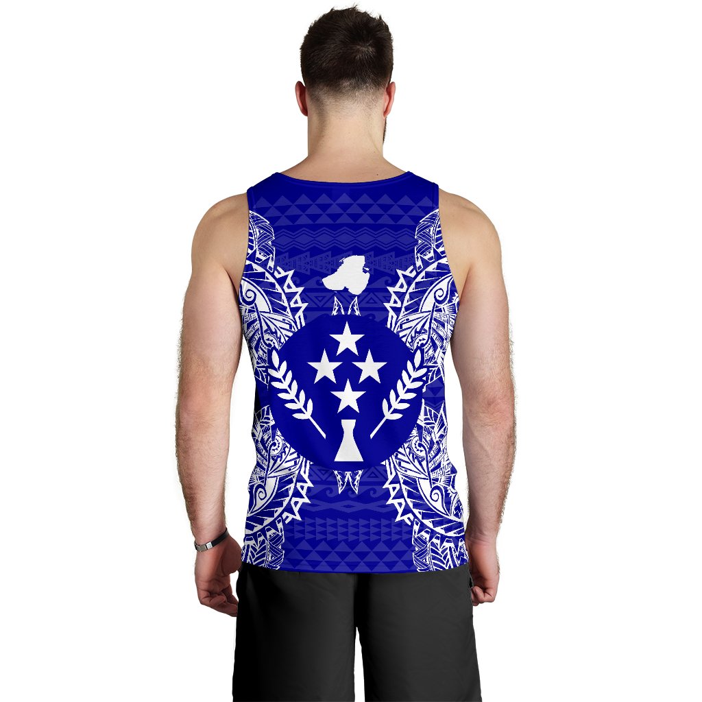 Kosrae Polynesian Men Tank Top Map Blue - Polynesian Pride