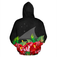 Tokelau Polynesian Hoodie Black Hibiscus - Polynesian Pride