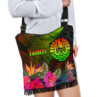 Tahiti Polynesian Crossbody Boho Handbag - Hibiscus and Banana Leaves - Polynesian Pride