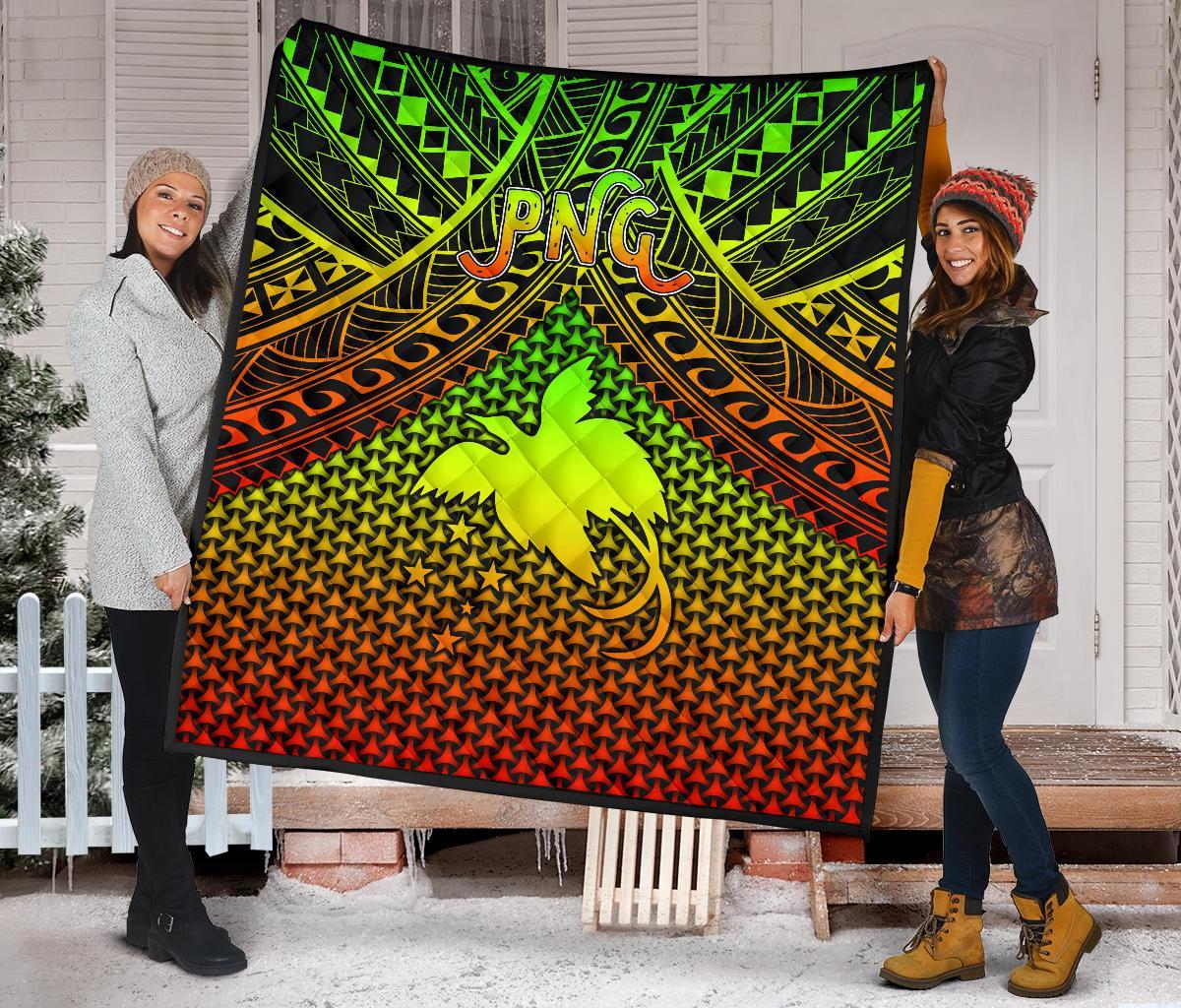 Polynesian Papua New Guinea Premium Quilt - Reggae Vintage Polynesian Patterns - Polynesian Pride